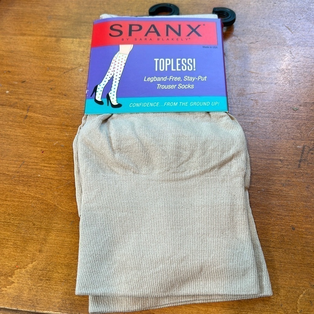 Spanx chino flat topless trouser socks size regular neutral cream new